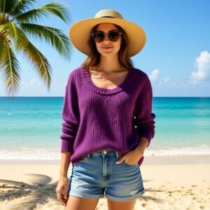 Y2K Knit Women S Mohair Wool Blend Long Sleeve Pullover Sweater, Purple Stretch